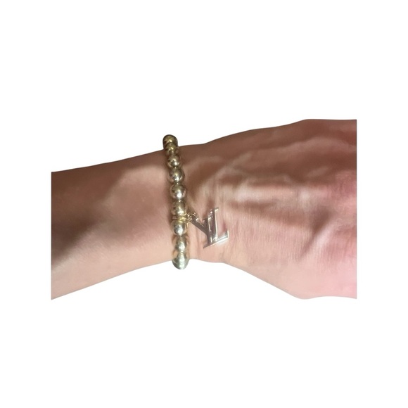 Gold Stamped Louis Vuitton Charm on a 8mm Beaded Bracelet - Picture 5 of 6